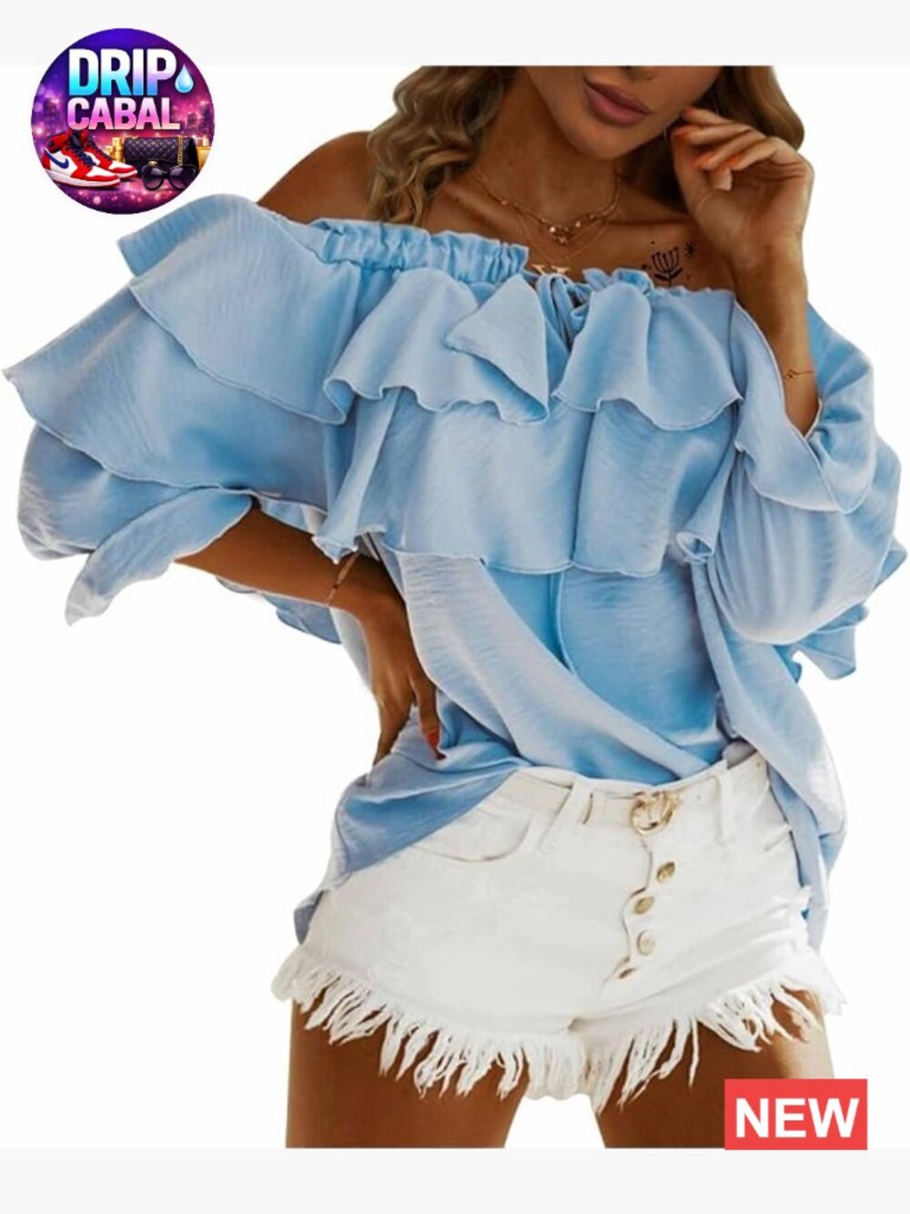 Off Shoulder Ruffle Long Sleeve Blouse Dressy Casual Layered Top